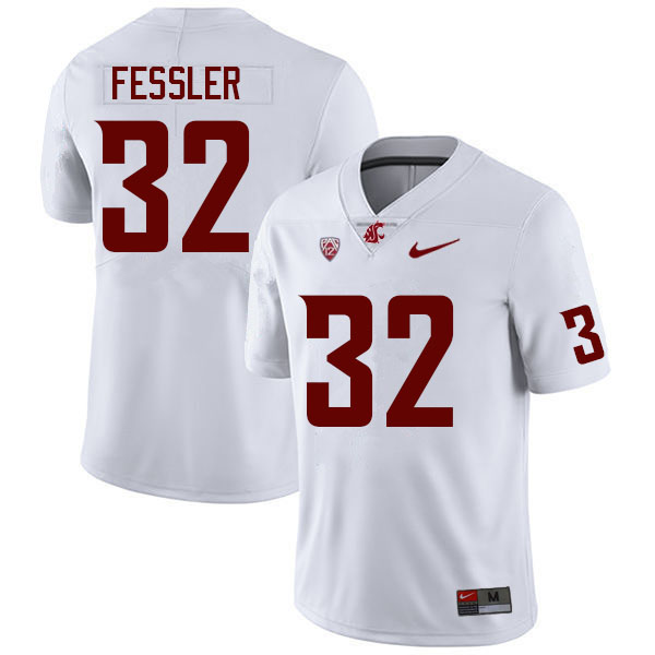 Washington State Cougars #32 Van Fessler College Football Jerseys Sale-White